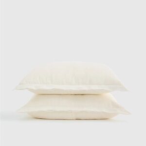 Quince European Linen Double Flange Sham Set Ivory King